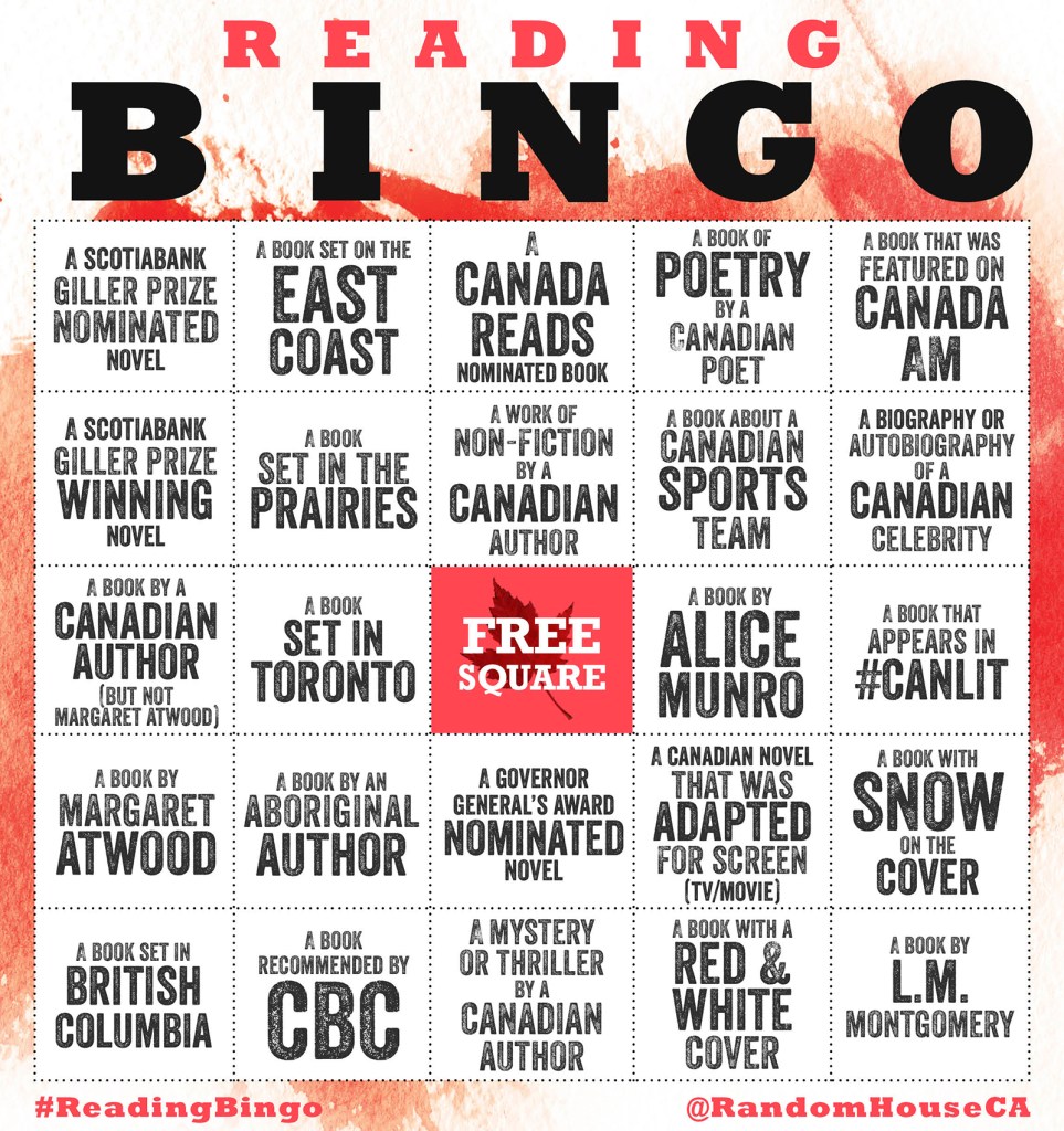 Random House Canada's Reading Bingo card