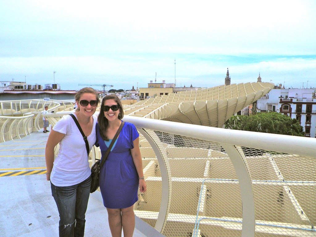 Kaeri and Katrina visiting the Metropol Parasol in 2012. 
